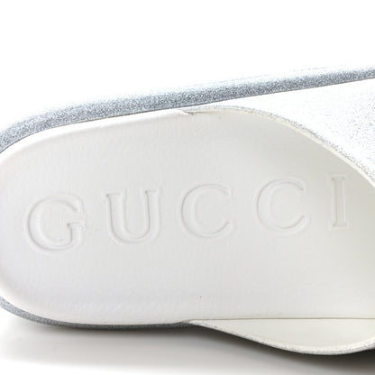 Gucci Glitter Rubber Womens Interlocking G Platform 42mm Slide Sandals 41 Silver 8 of 9