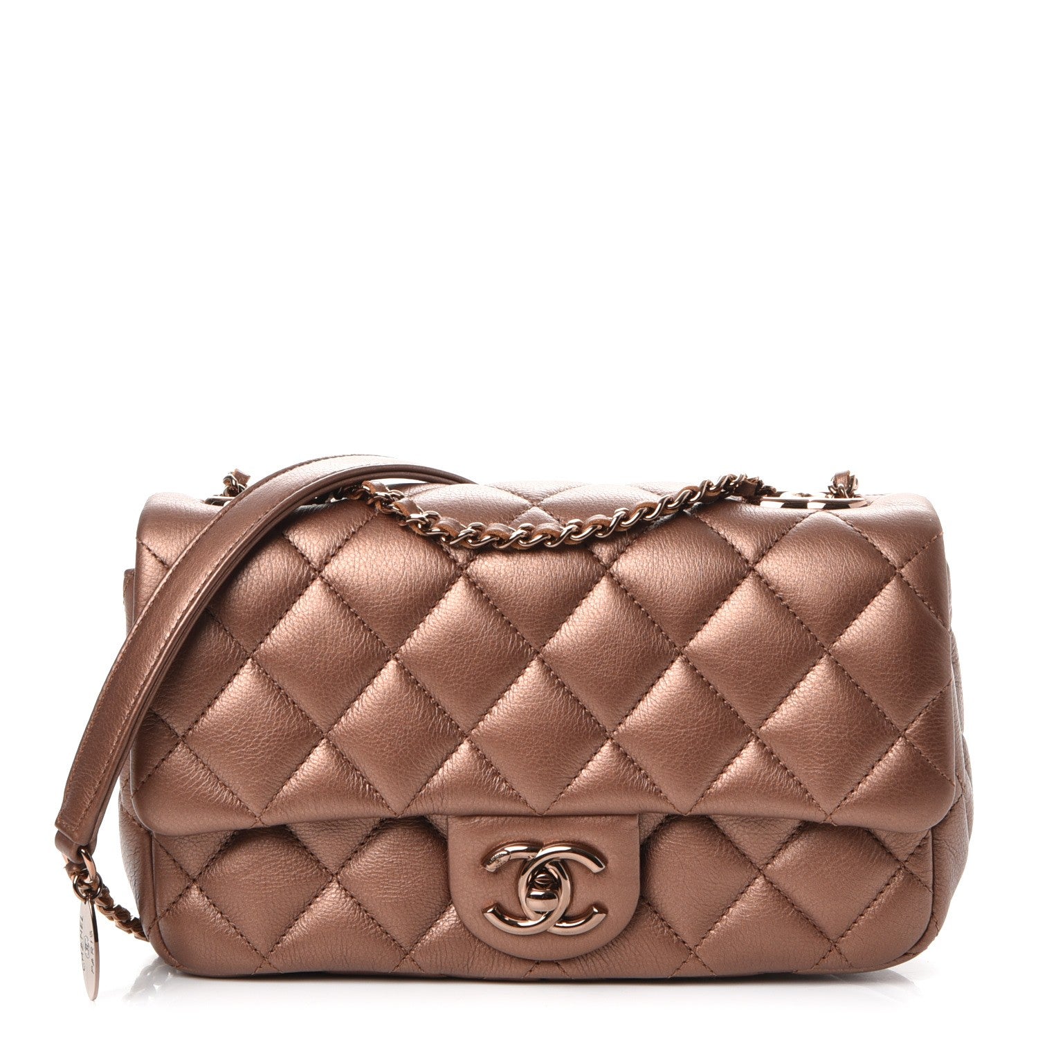 Chanel Iridescent Goatskin Quilted Small CC Eyelet Flap Copper 1 of 11
