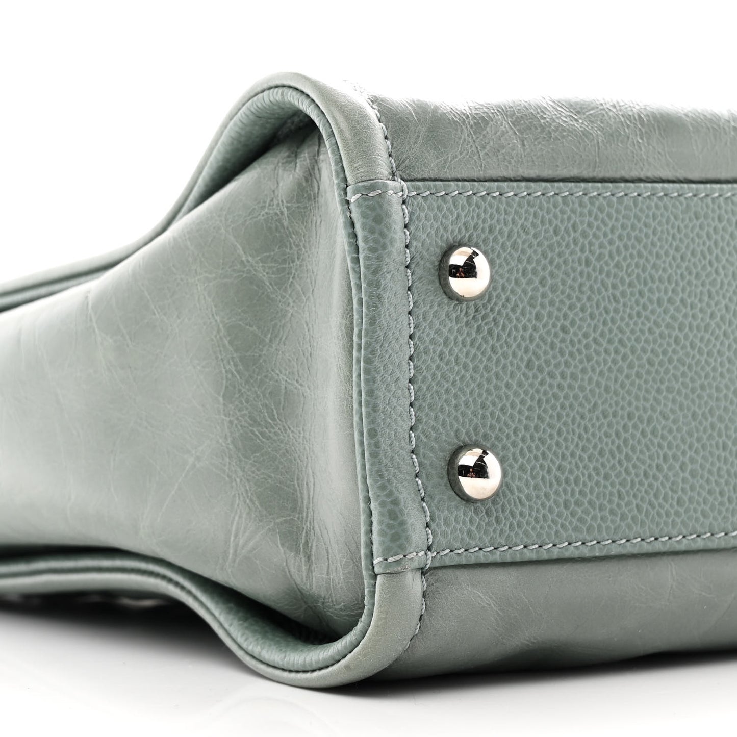 Glazed Calfskin Mini Deauville Tote Green