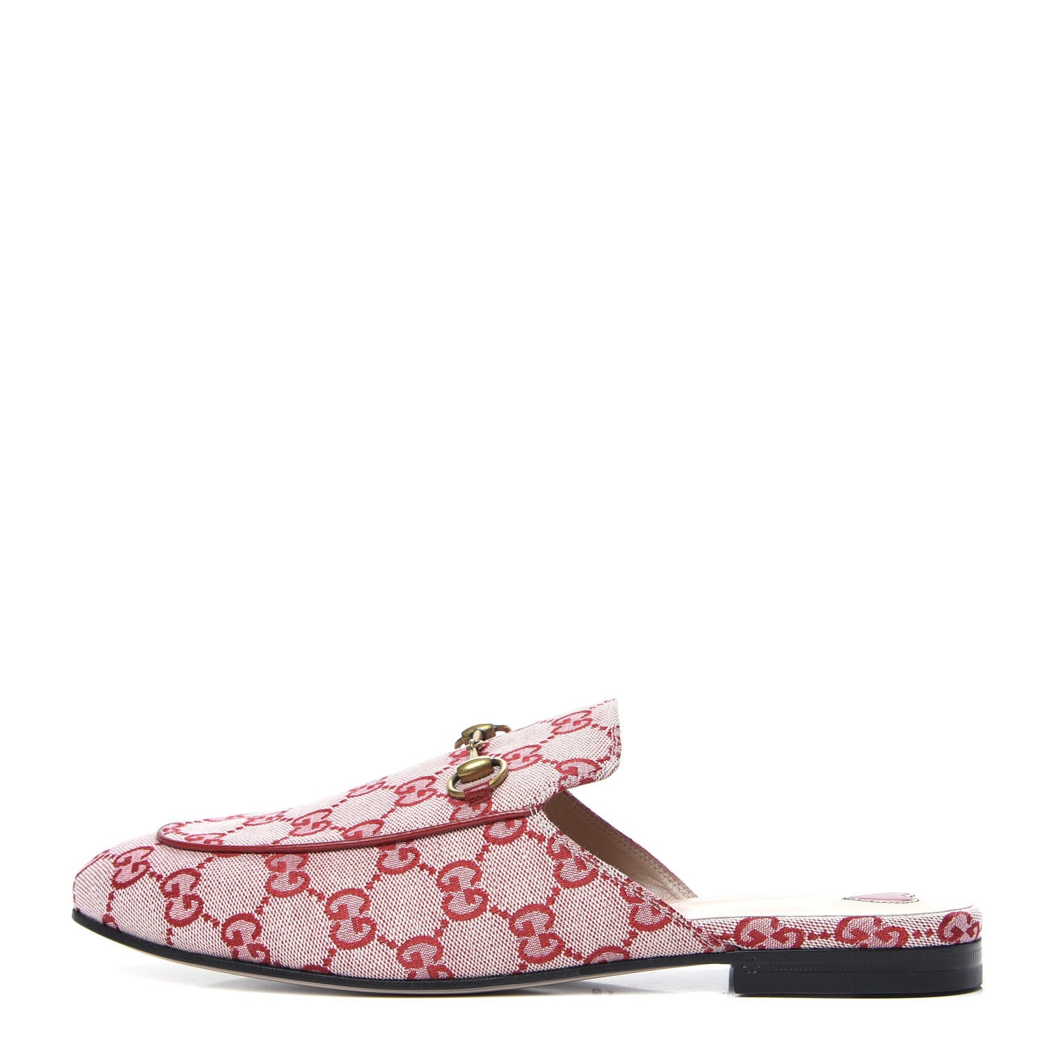 Gucci Canvas GG Monogram Horsebit Womens Princetown Slippers 40.5 Gardenia Hibiscus Red 1 of 8