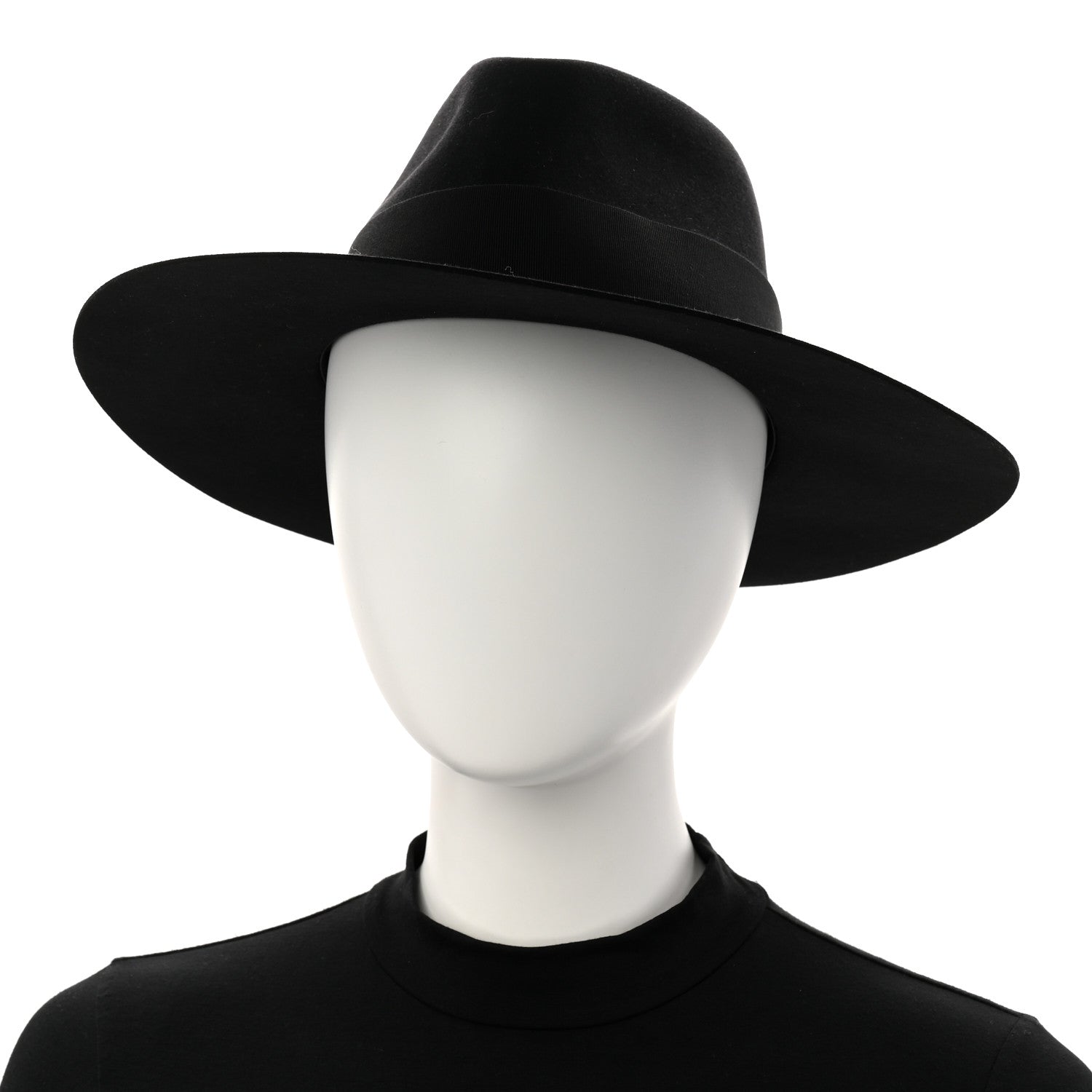 Hermes Rabbit Felt Faubourg Brides De Gala Hat 58 Black 1824156