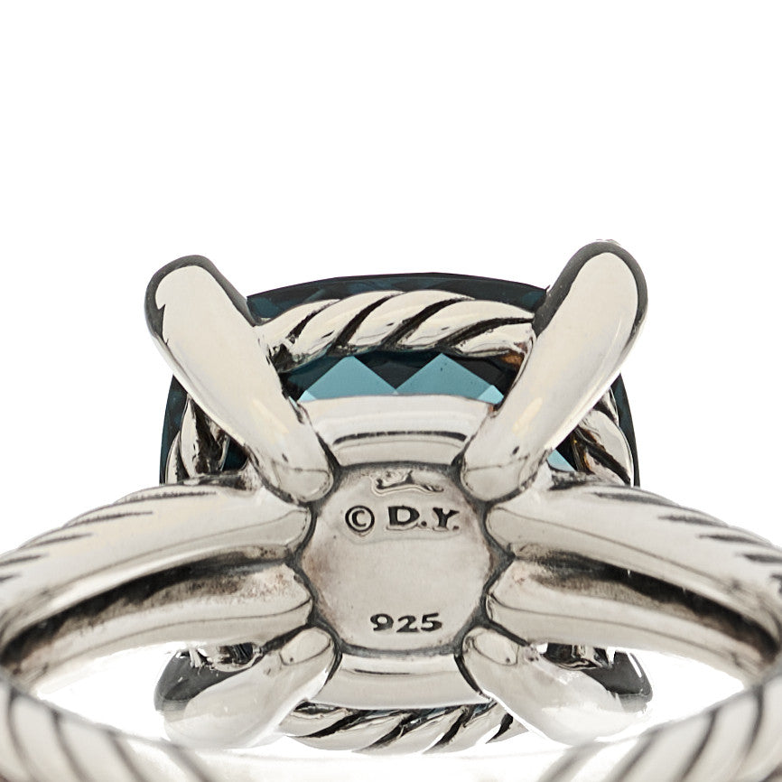 David Yurman Sterling Silver Diamond Hampton Blue Topaz 11mm Chatelaine Ring 54 7 4 of 4