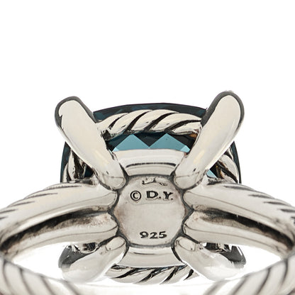 David Yurman Sterling Silver Diamond Hampton Blue Topaz 11mm Chatelaine Ring 54 7 4 of 4