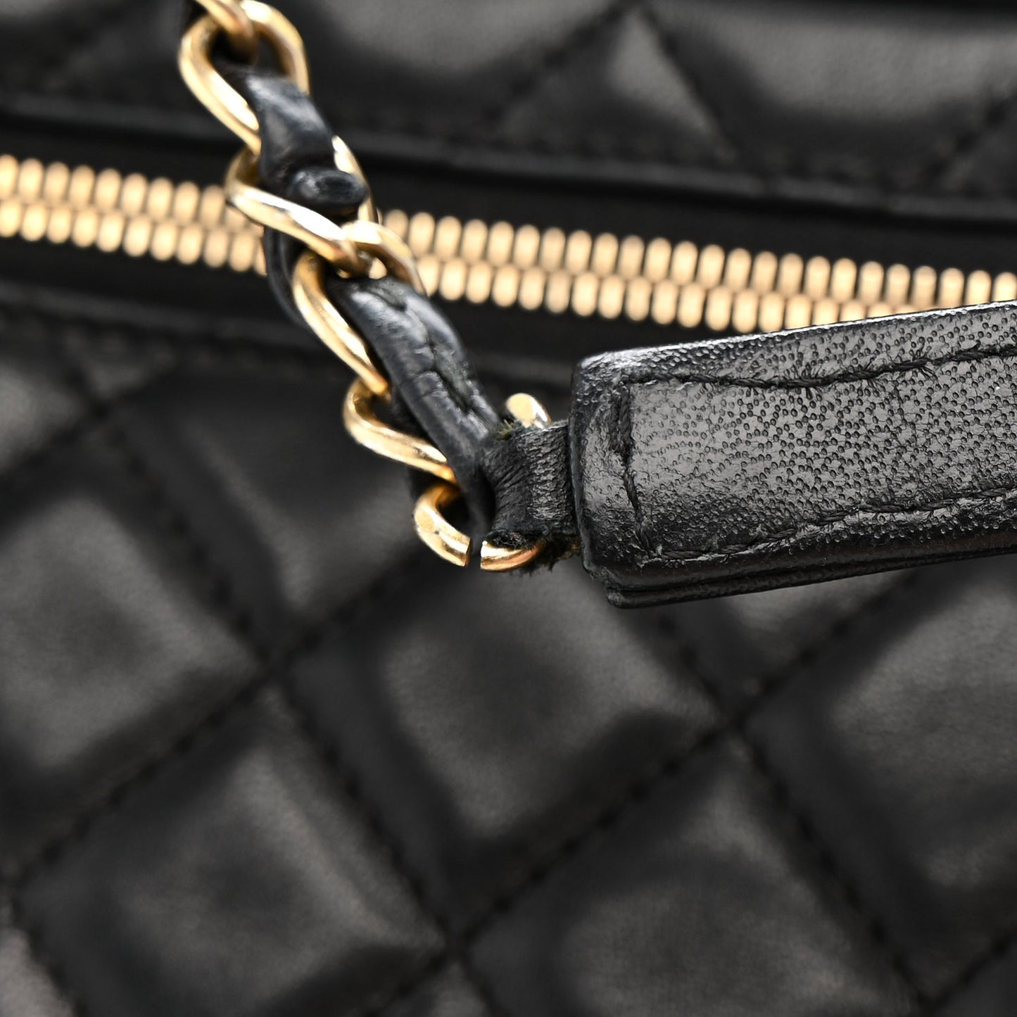 Lambskin Quilted Large Tote Black