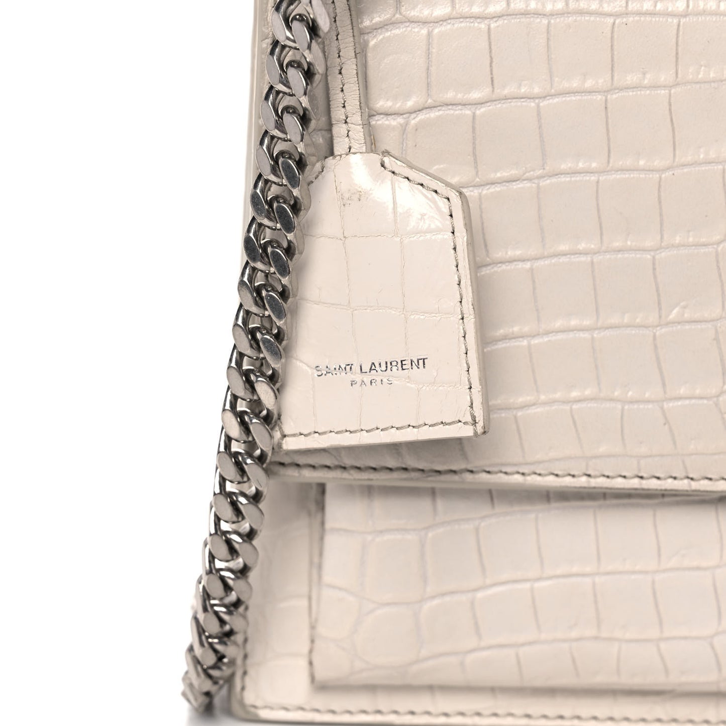 Calfskin Crocodile Embossed Medium Monogram Sunset Blanc Vintage
