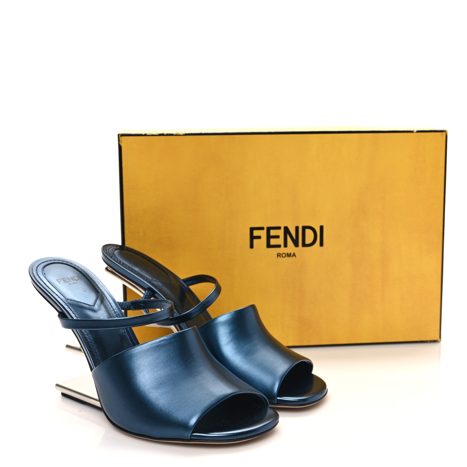 Fendi Metallic Calfskin Fendi First 95mm Slide Sandals 39 Perfect 8 of 8