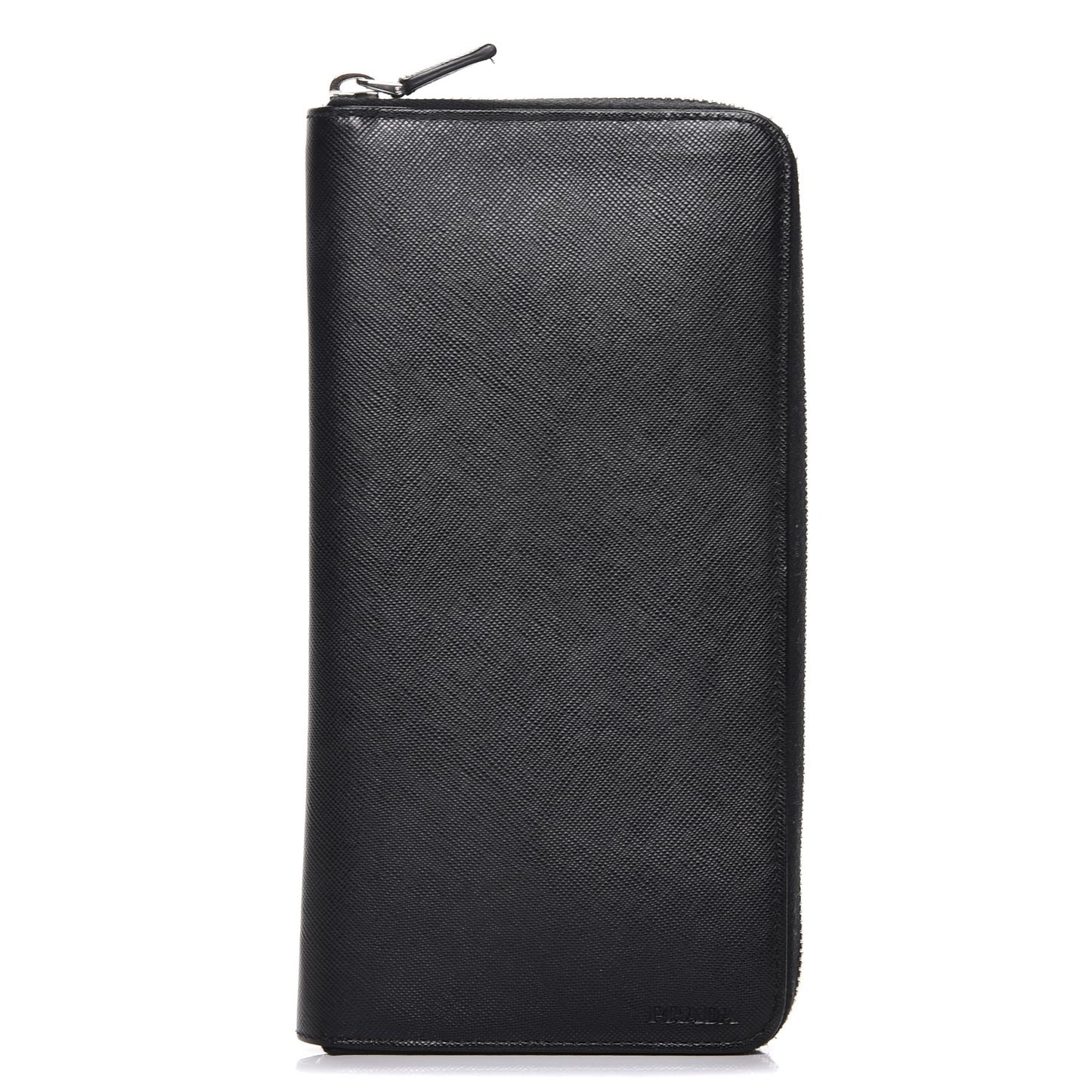 Saffiano Metal Zip Around Travel Wallet Black