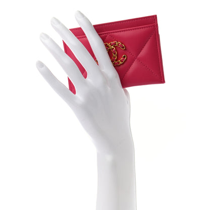 Chanel Shiny Goatskin Quilted 19 Card Holder Dark Pink 2 of 8