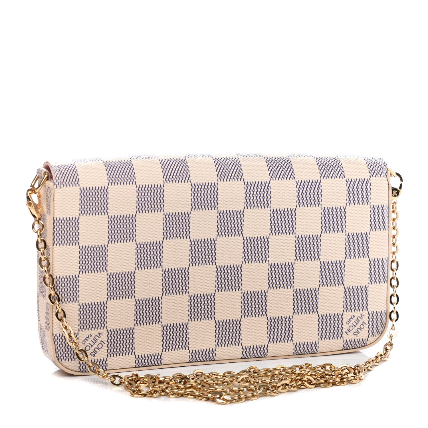 Louis Vuitton Damier Azur Pochette Felicie Chain Wallet Rose Ballerine 2 of 4