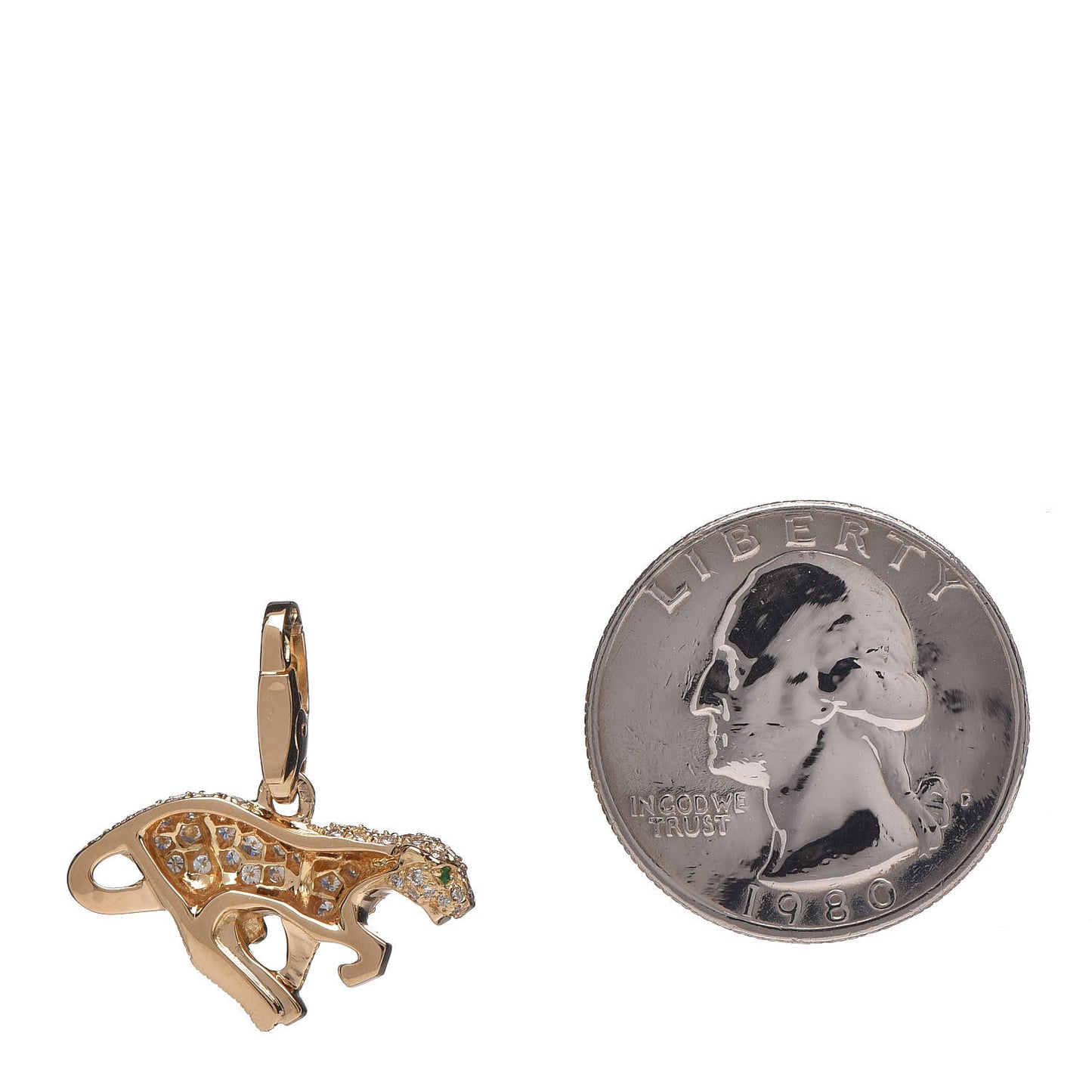 18K Yellow Gold Diamond Emerald Panthère Pendant