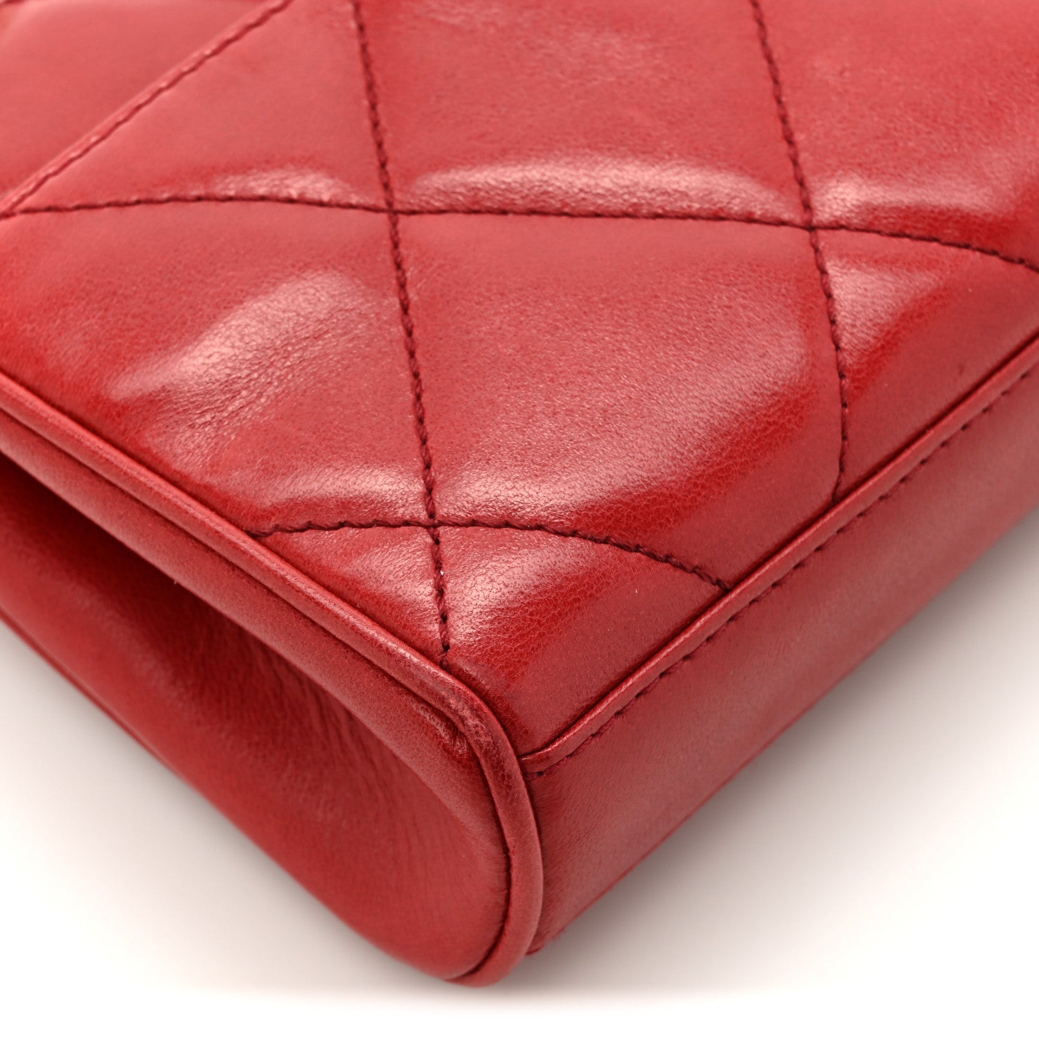 Chanel Lambskin Quilted Clutch Red 11 of 16