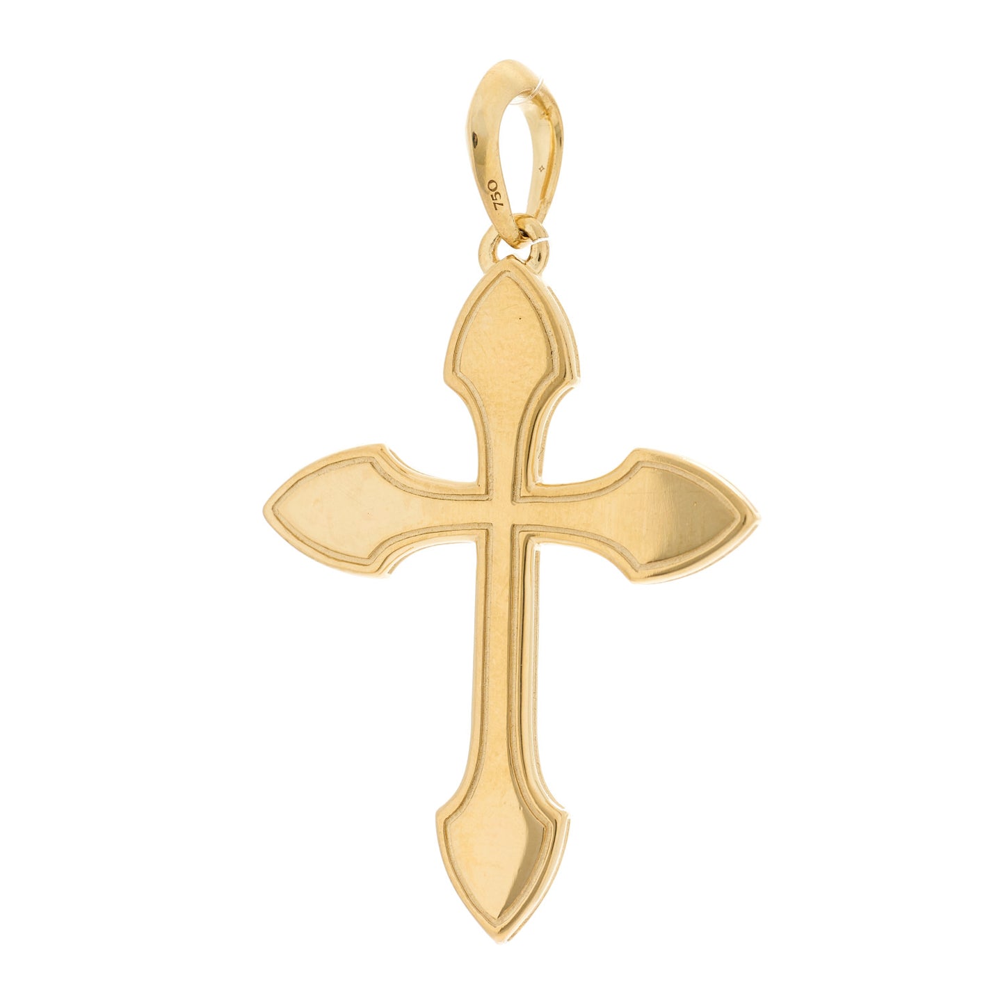 18K Yellow Gold Black Diamond Amulets Gothic Cross Pendant