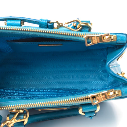 Prada Saffiano Lux Micro Galleria Double Zip Tote Turchese 4 of 9