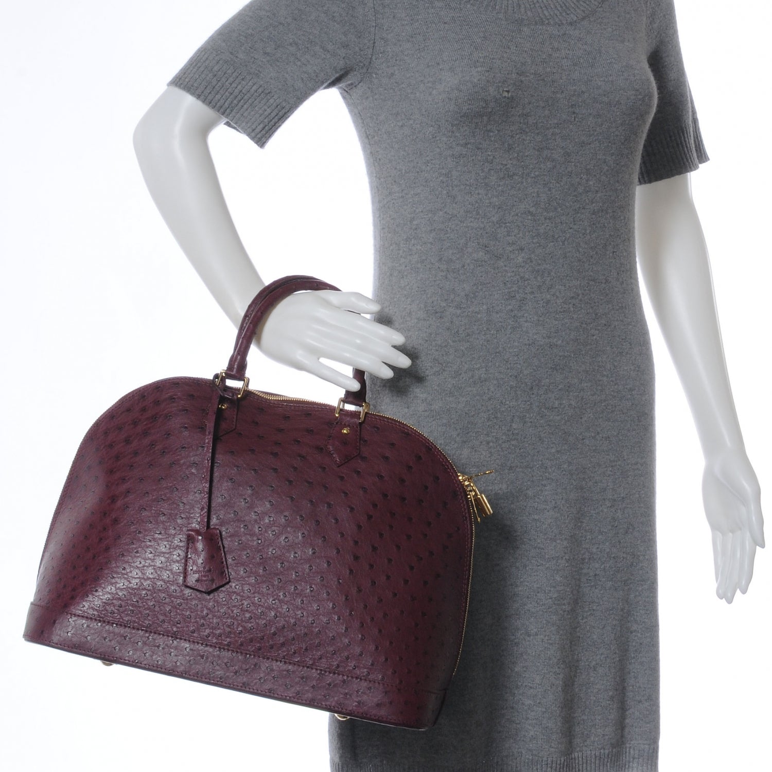 Louis Vuitton Ostrich Alma MM Prune 2 of 7