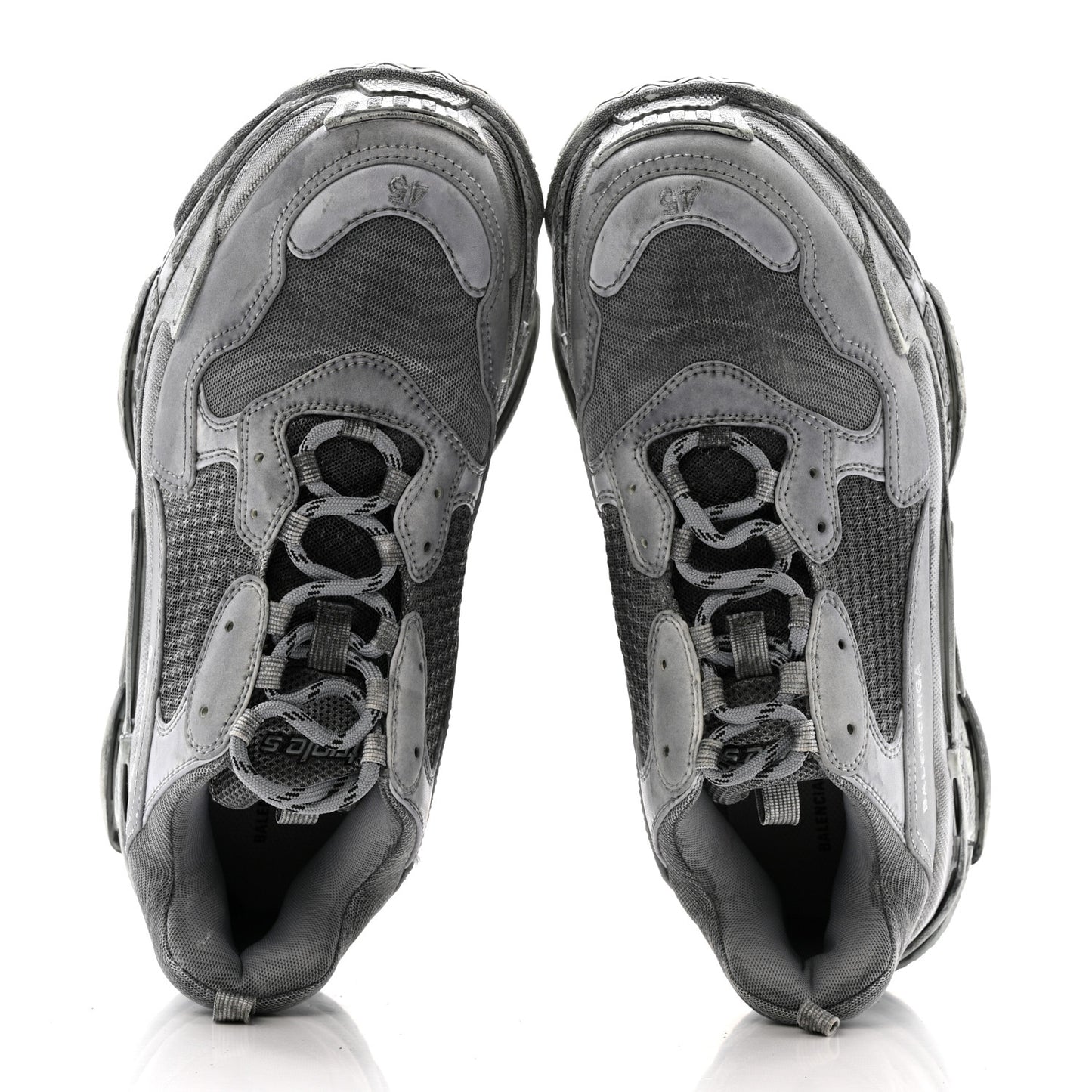 Fabric Mesh Dyed Mens Triple S Sneakers 45 Grey