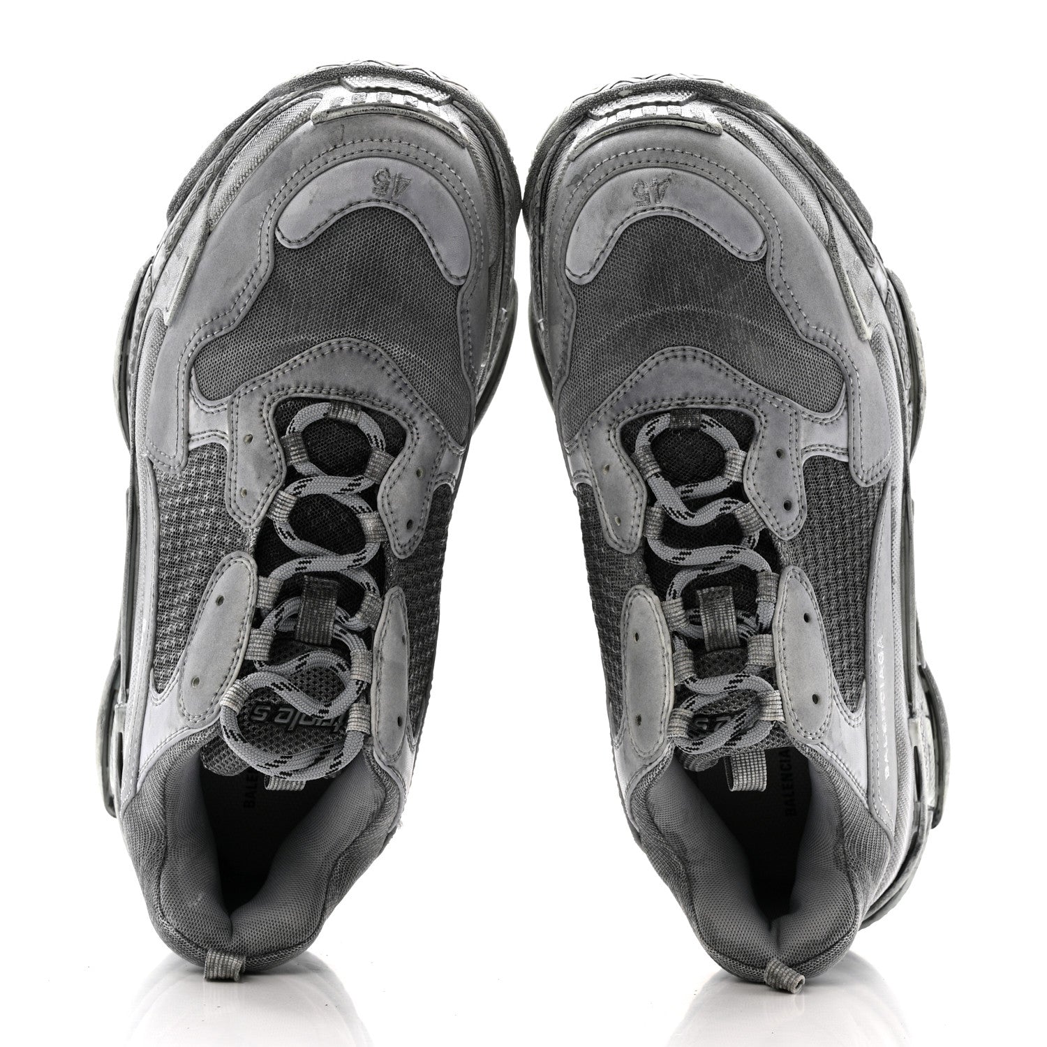 Balenciaga Fabric Mesh Dyed Mens Triple S Sneakers 45 Grey 2 of 13