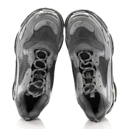 Balenciaga Fabric Mesh Dyed Mens Triple S Sneakers 45 Grey 2 of 13