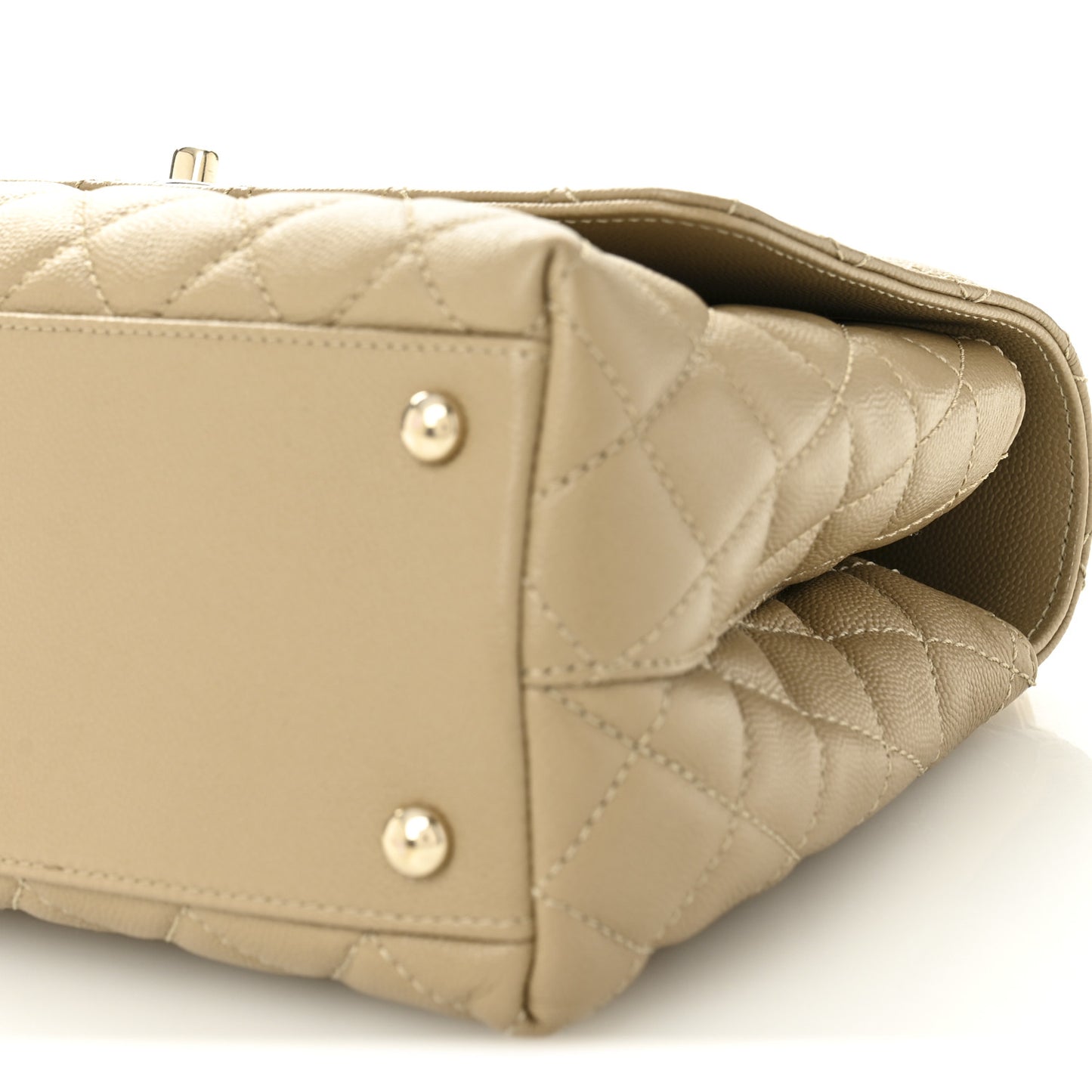 Caviar Lizard Embossed Quilted Small Coco Handle Flap Dark Beige