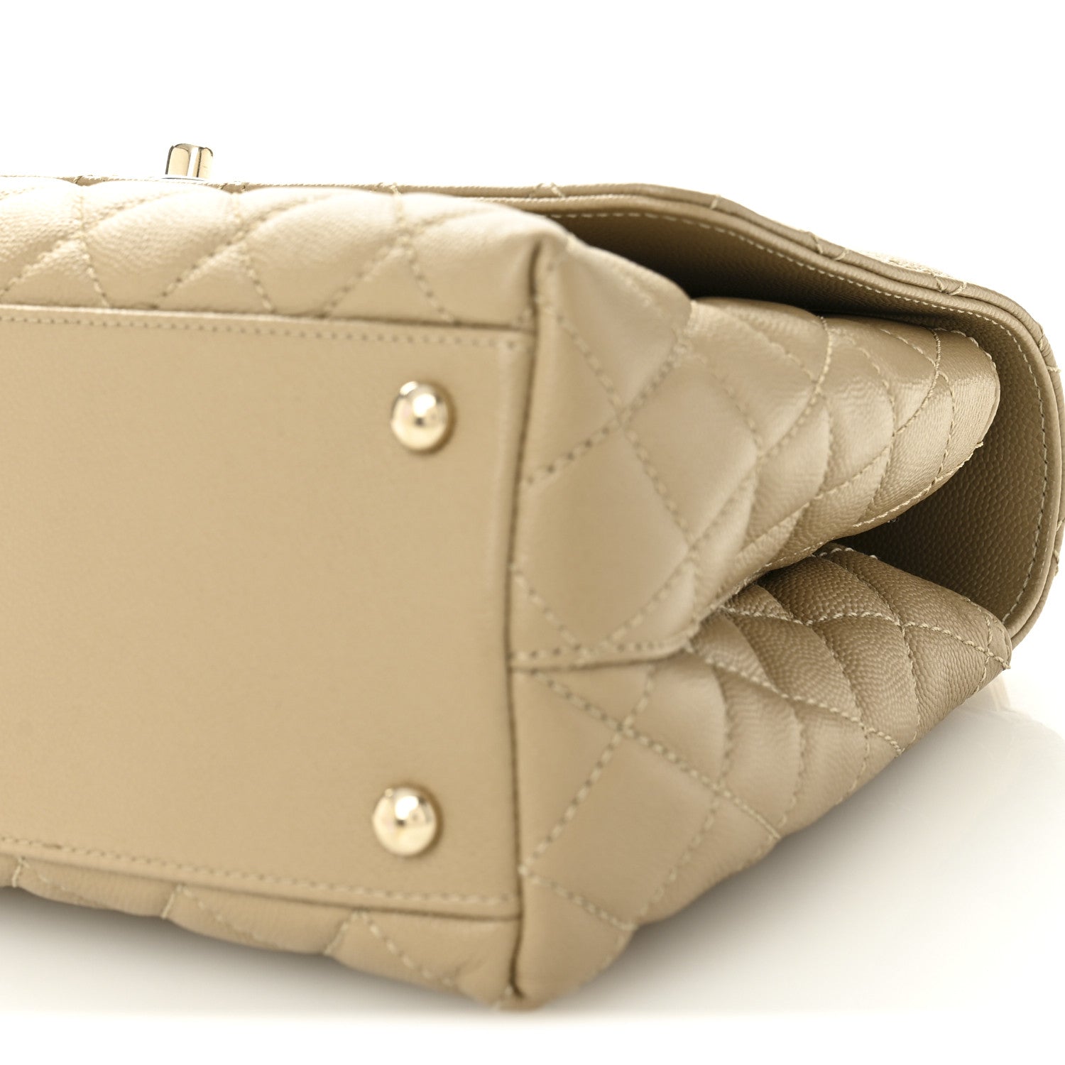 Chanel Caviar Lizard Embossed Quilted Small Coco Handle Flap Dark Beige 10 of 11