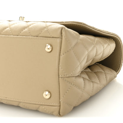 Chanel Caviar Lizard Embossed Quilted Small Coco Handle Flap Dark Beige 10 of 11