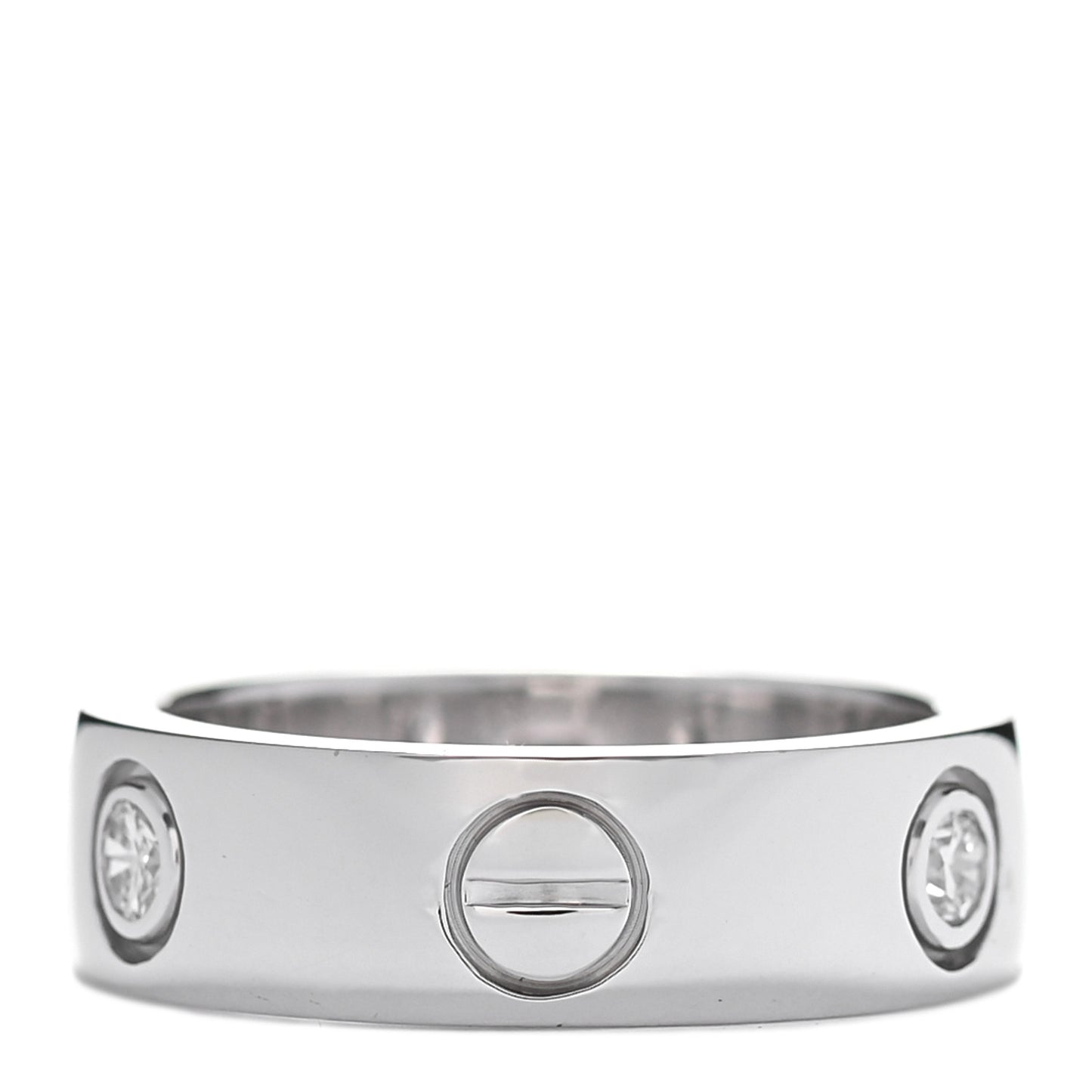 18K White Gold 3 Diamond 5.5mm LOVE Ring 49 4.75