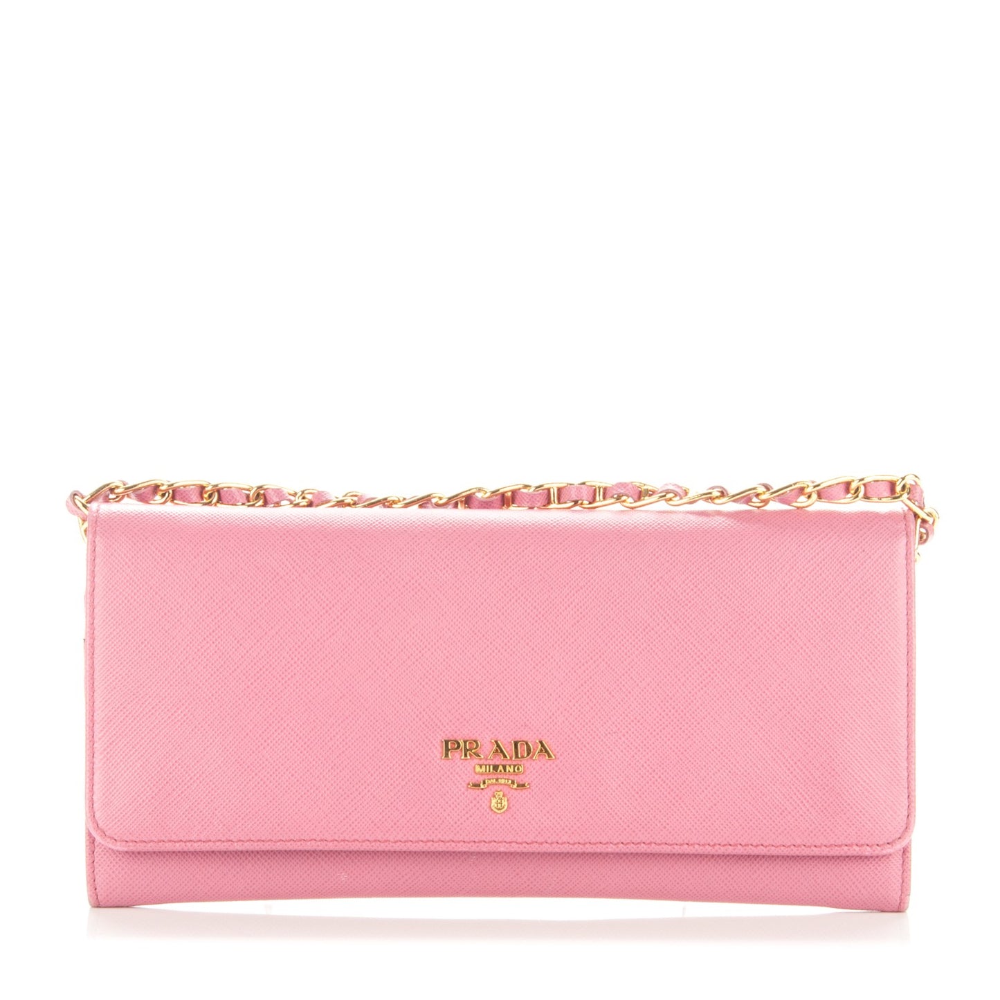 Saffiano Metal Oro Chain Wallet Begonia