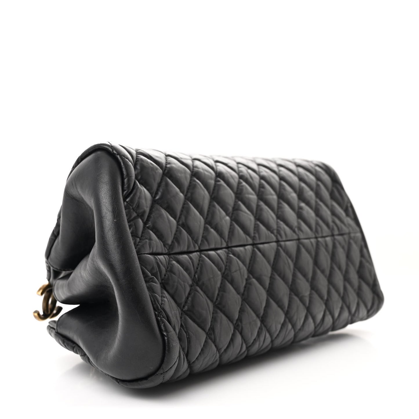 Aged Calfskin Quilted Medium Just Mademoiselle Black