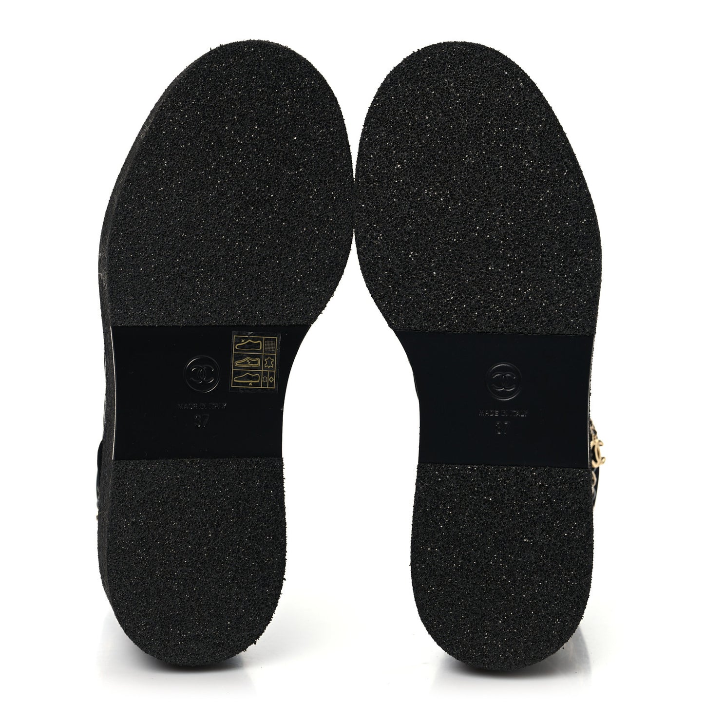 Velvet Chain Lace Up CC Short Boots 37 Black