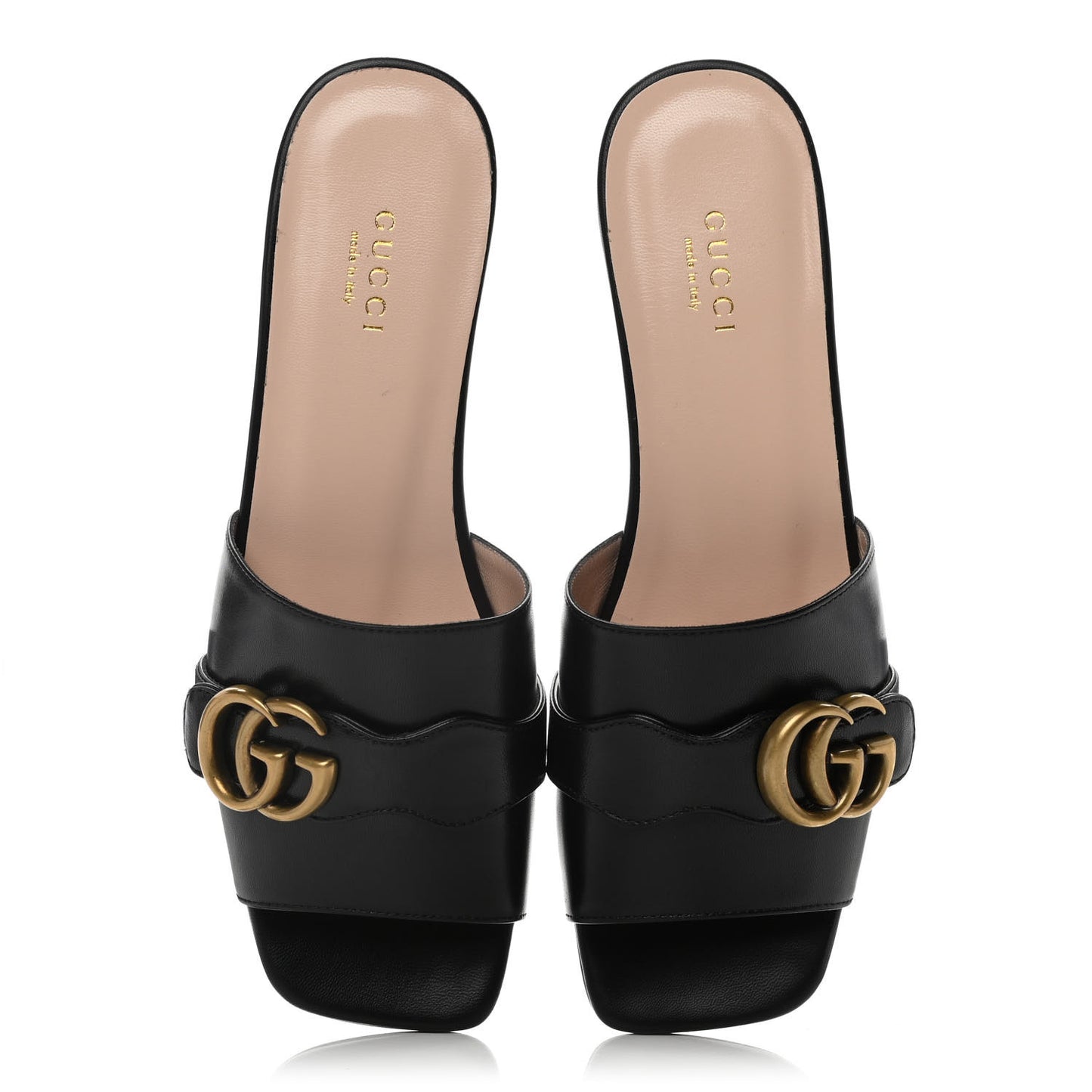 Malaga Kid GG Marmont Flat Slide Sandals 37 Black