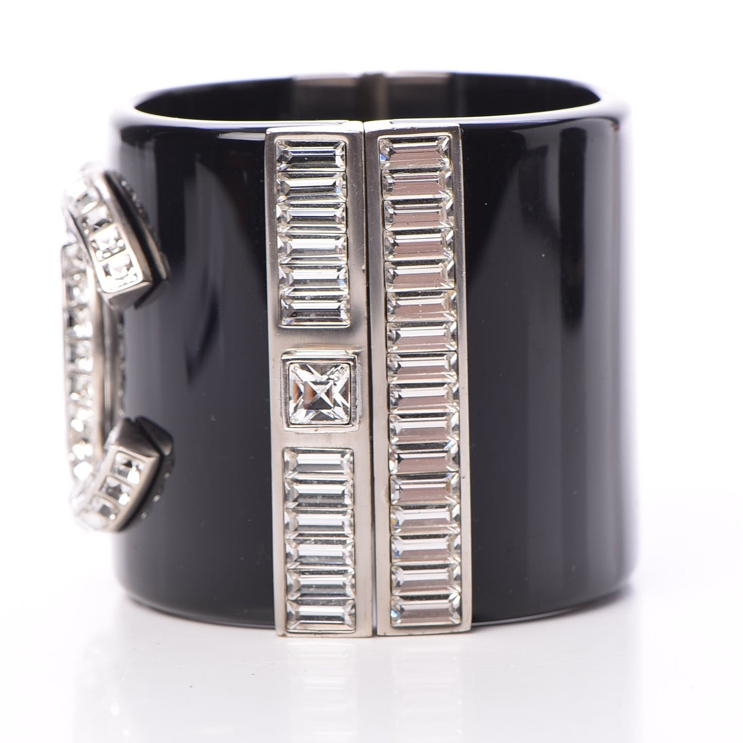 Resin Crystal Baguette CC Wide Cuff Black