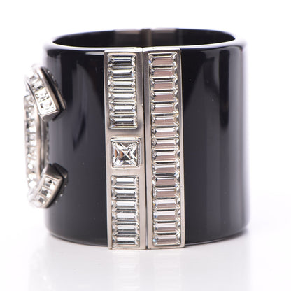 Chanel Resin Crystal Baguette CC Wide Cuff Black 6 of 7