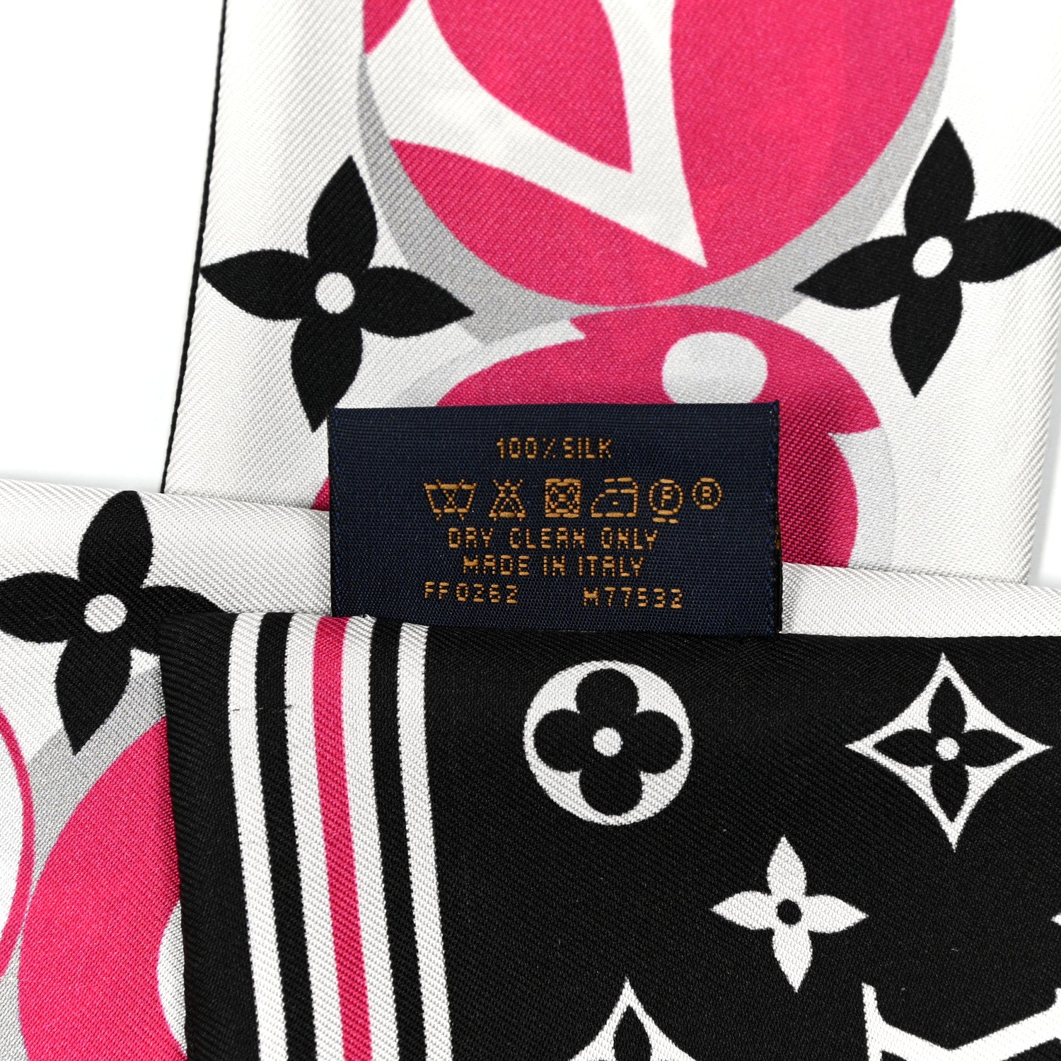 Louis Vuitton Silk Monogram Marbles Bandeau Black White Rose 4 of 4