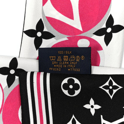 Louis Vuitton Silk Monogram Marbles Bandeau Black White Rose 4 of 4