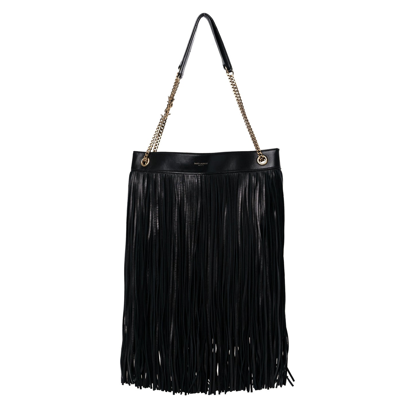 Suede Calfskin Large Grace Fringed Hobo Bag Rope Black