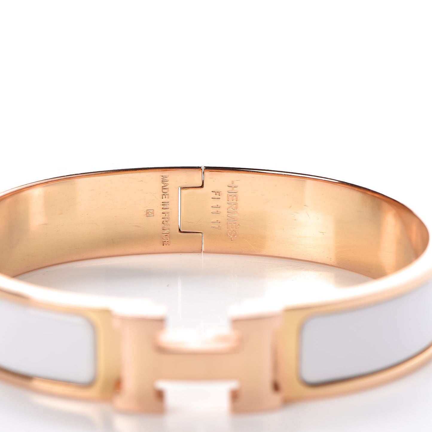 Enamel Narrow Clic Clac H Bracelet PM White