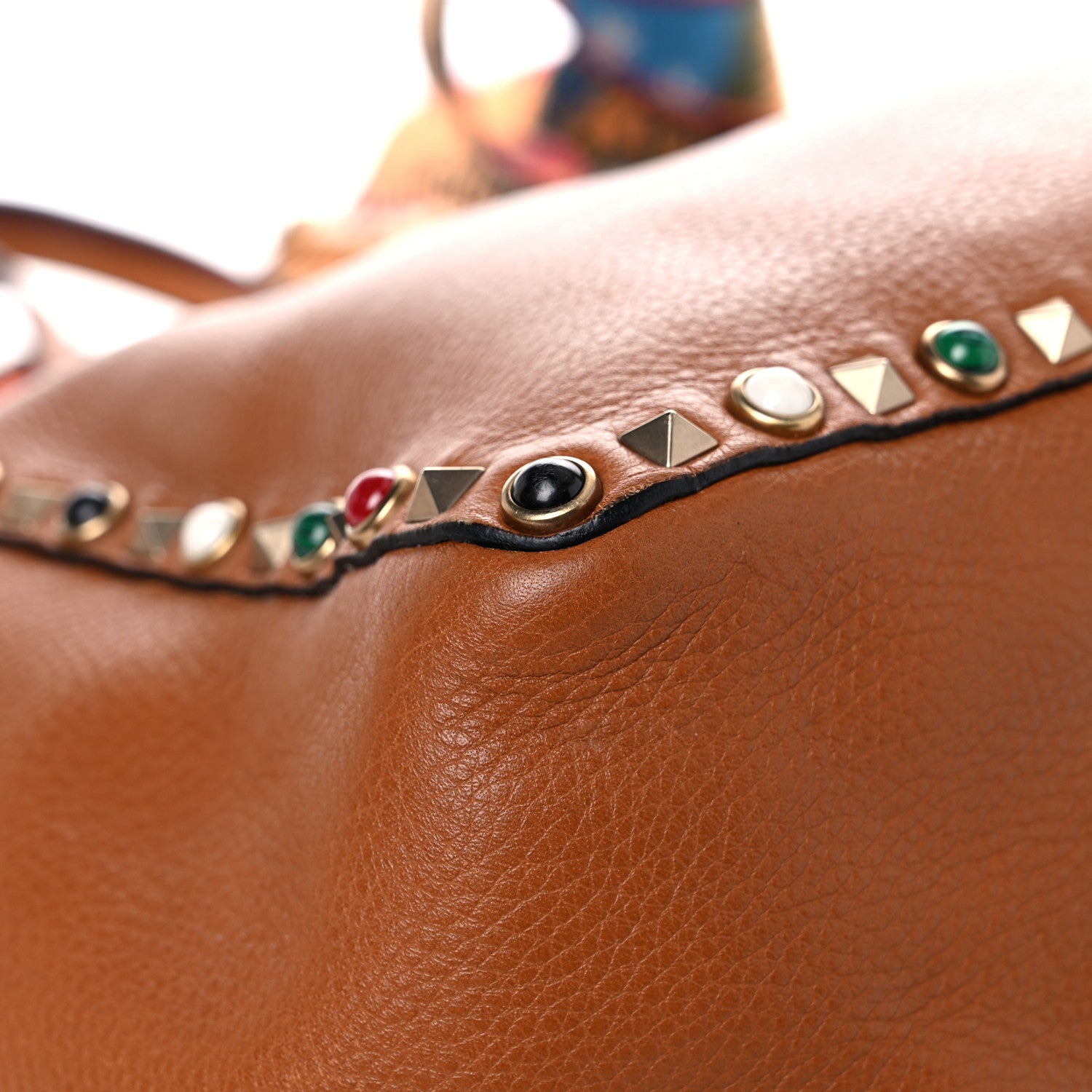 Valentino Garavani Stampa Alce Calfskin Medium Guitar Strap Rockstud Rolling Reversible Tote Light Cuir Rubin 6 of 29