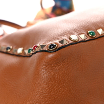 Valentino Garavani Stampa Alce Calfskin Medium Guitar Strap Rockstud Rolling Reversible Tote Light Cuir Rubin 6 of 29