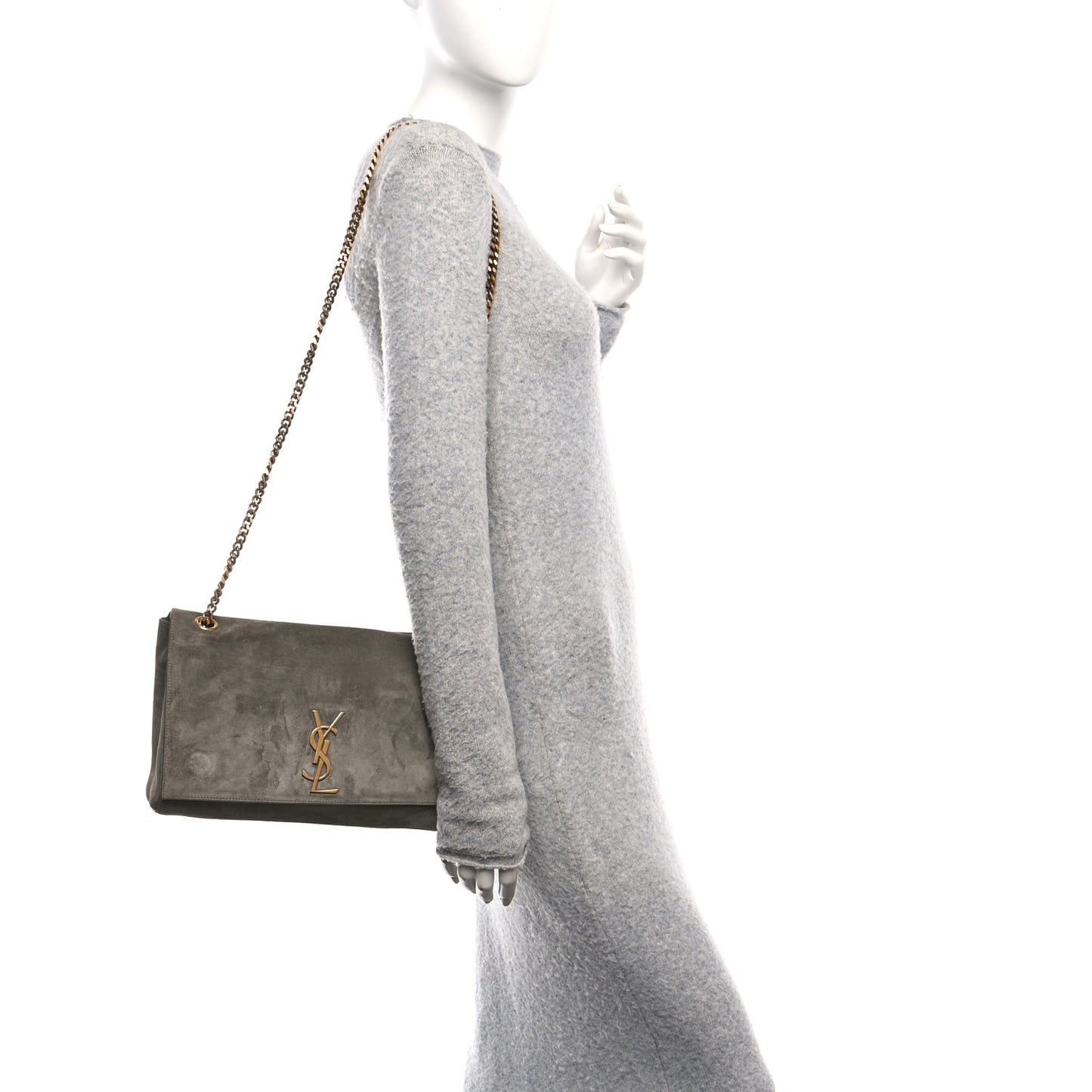 Smooth Calfskin Suede Medium Reversible Monogram Kate Satchel Olive