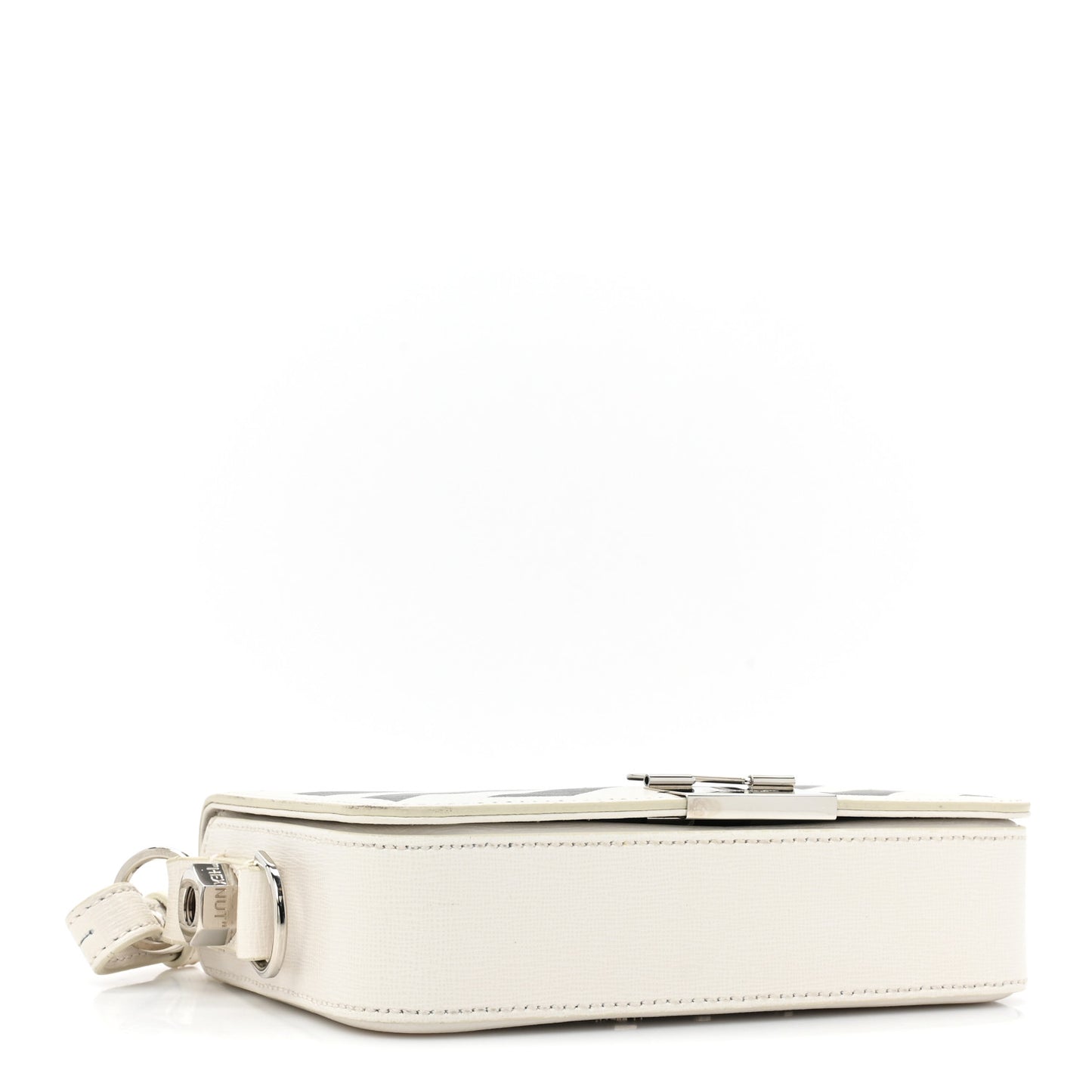 Saffiano Striped Mini Diag Binder Clip Bag White Black Yellow
