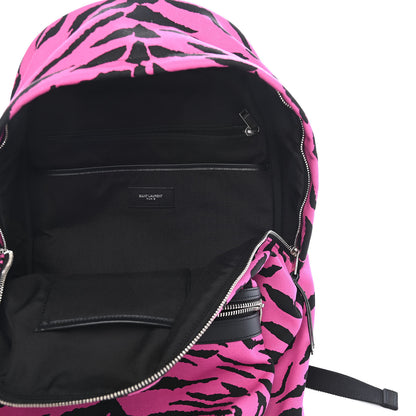 Saint Laurent Canvas Zebra Print City Backpack Pink Black 5 of 9