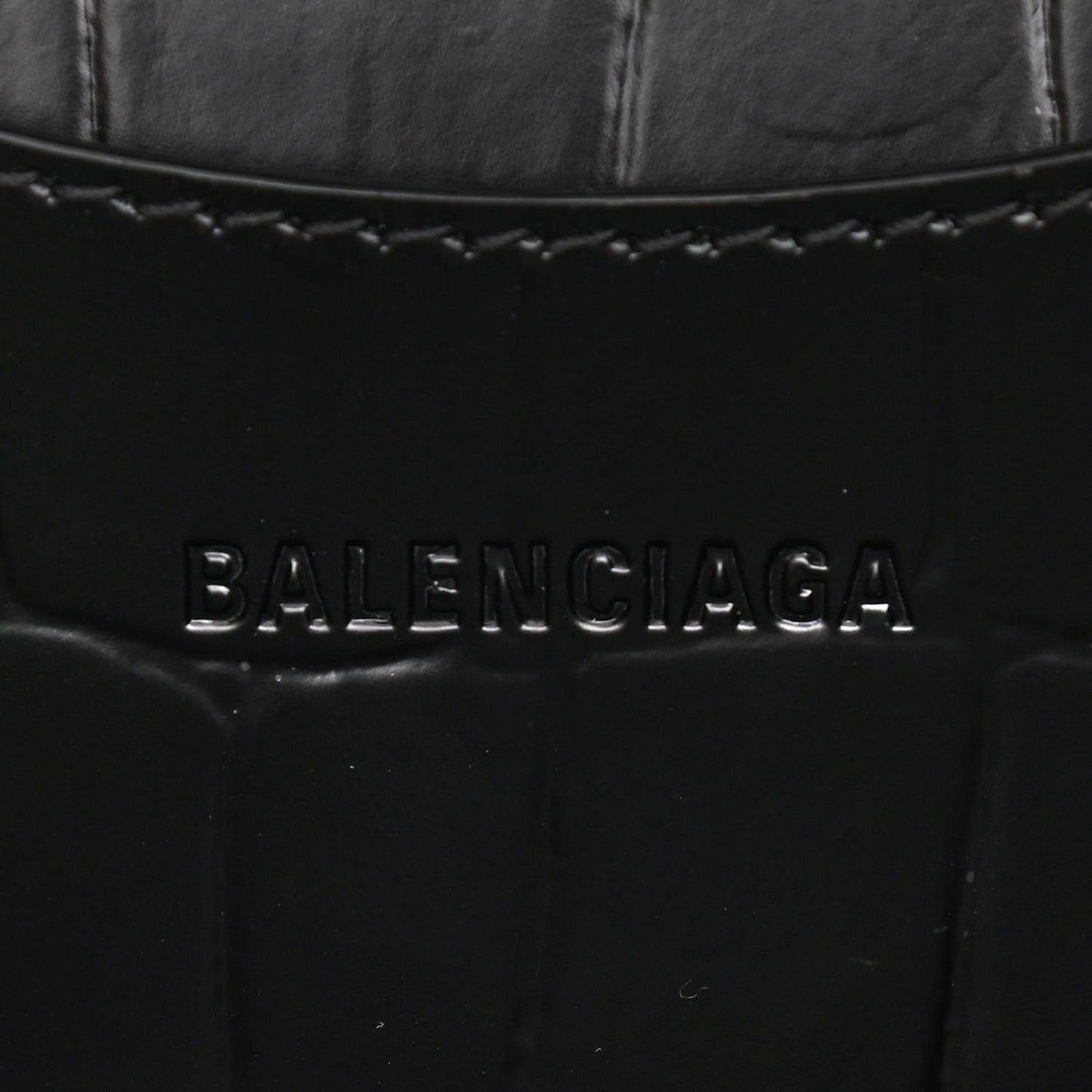 Semi Shiny Calfskin Crocodile Embossed Neo Classic Black Hardware S City Black