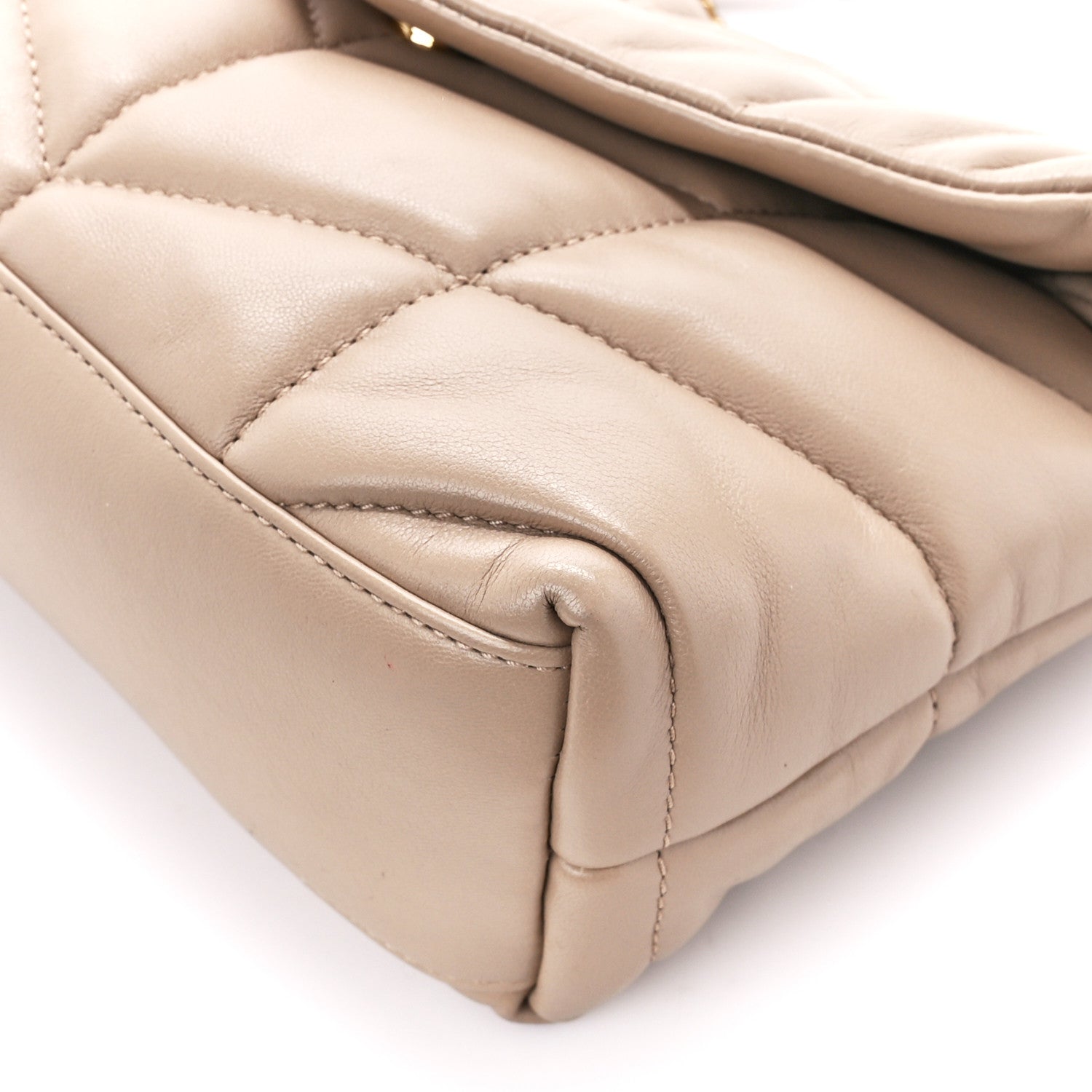 Saint Laurent Lambskin Quilted Toy Loulou Puffer Monogram Chain Satchel Dark Beige 11 of 13