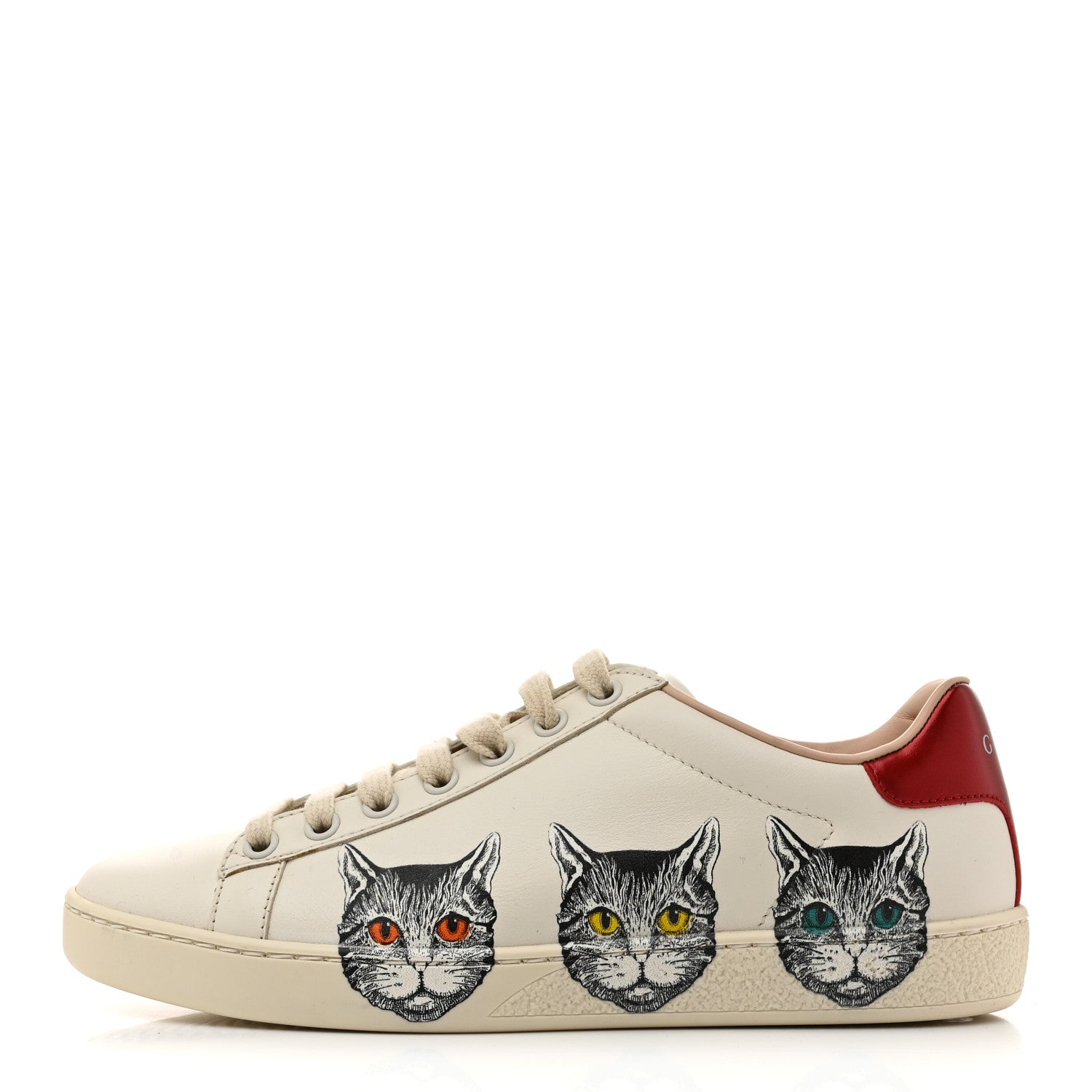 Gucci Calfskin Mystic Cat Print Womens Ace Sneakers 35.5 White 1 of 10