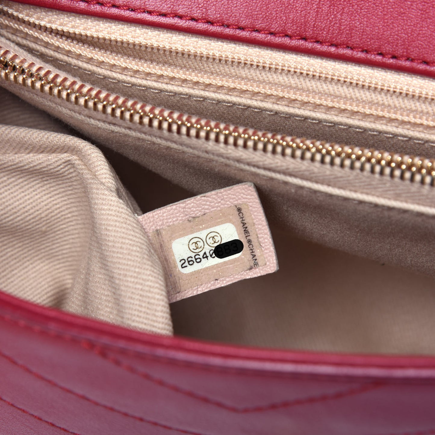 Calfskin Chevron Stitched Small Coco Flap Bag Red