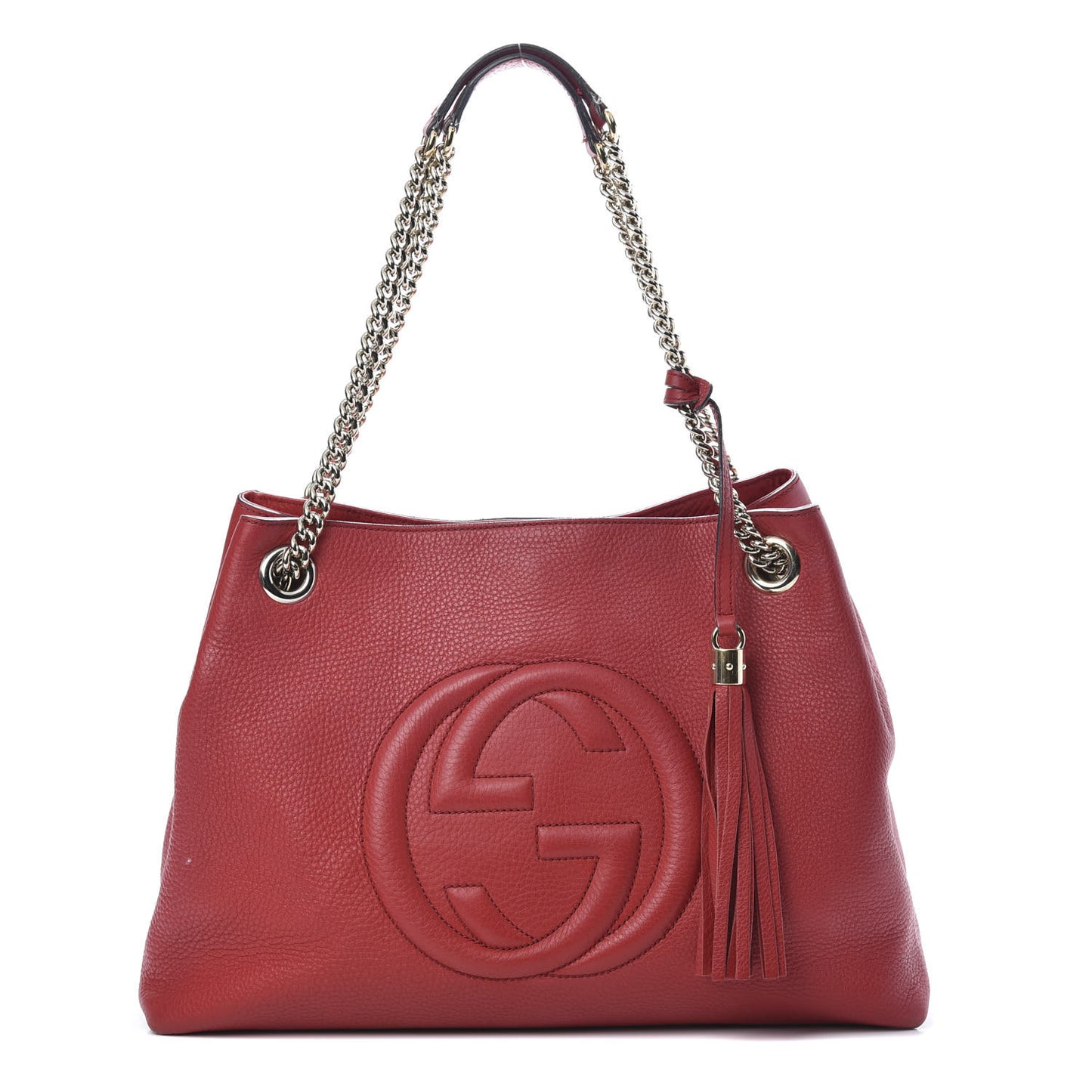 Pebbled Calfskin Medium Soho Chain Shoulder Bag Tabasco Red