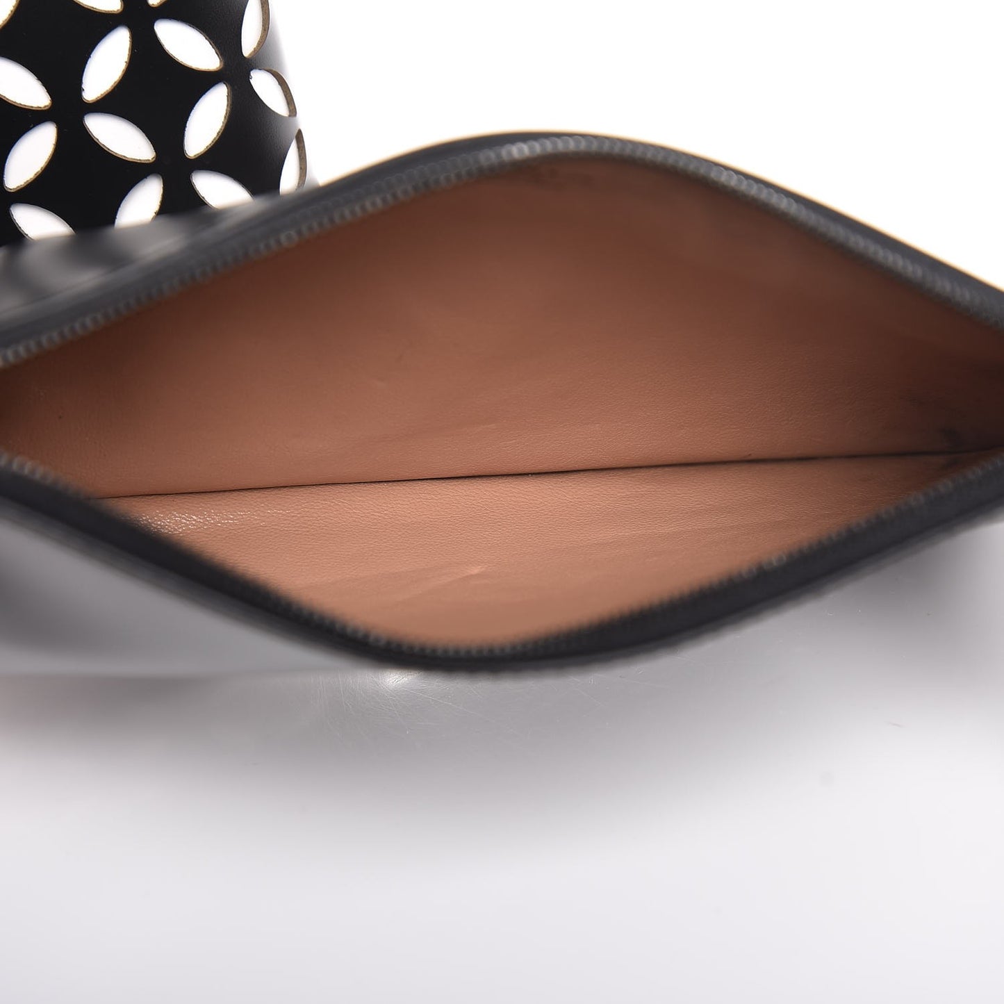 Calfskin Laser Cut Petale Mina 32 Bag Black White