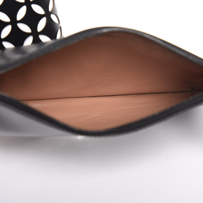 Alaia Calfskin Laser Cut Petale Mina 32 Bag Black White 9 of 14