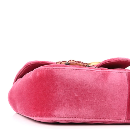 Gucci Velvet Matelasse Embroidered Mini GG Marmont Shoulder Bag Light Raspberry Rose 9 of 11