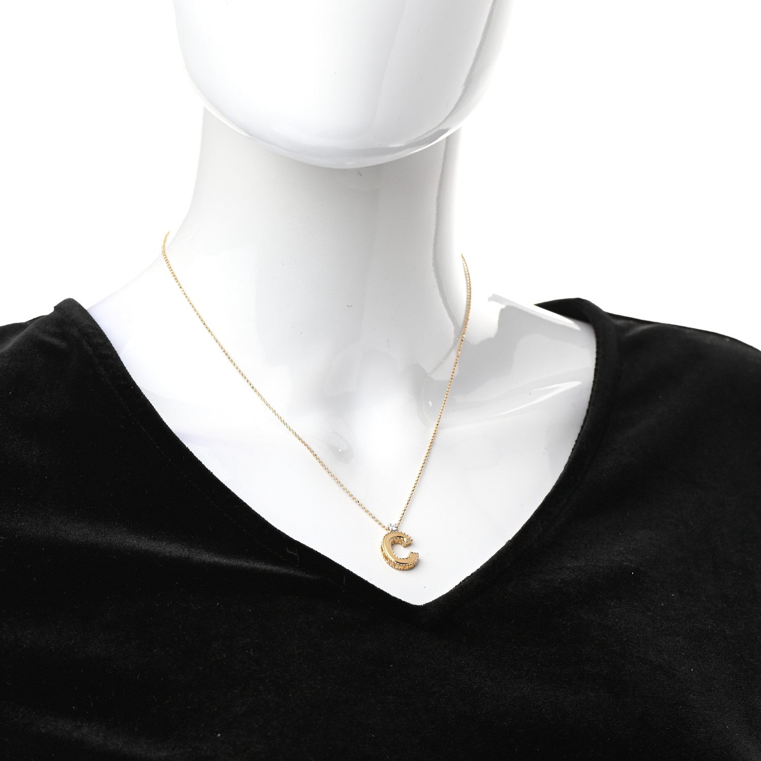 Roberto Coin 18K Yellow Gold Diamond Princess Initial C Pendant Necklace 2 of 5