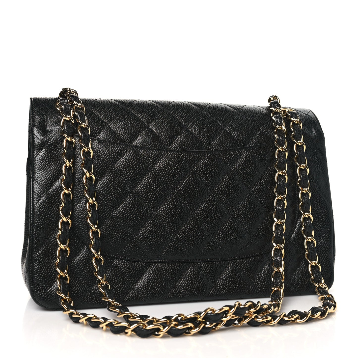Caviar Quilted Jumbo Double Flap Black